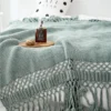 Tassel Hollow-out Knit Throw Blanket for Home Decor
