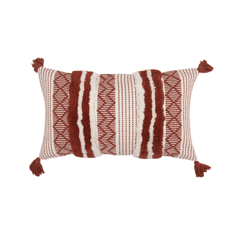 Boho Tufted Cushion Cover in Blue Yellow and Black - Image 12