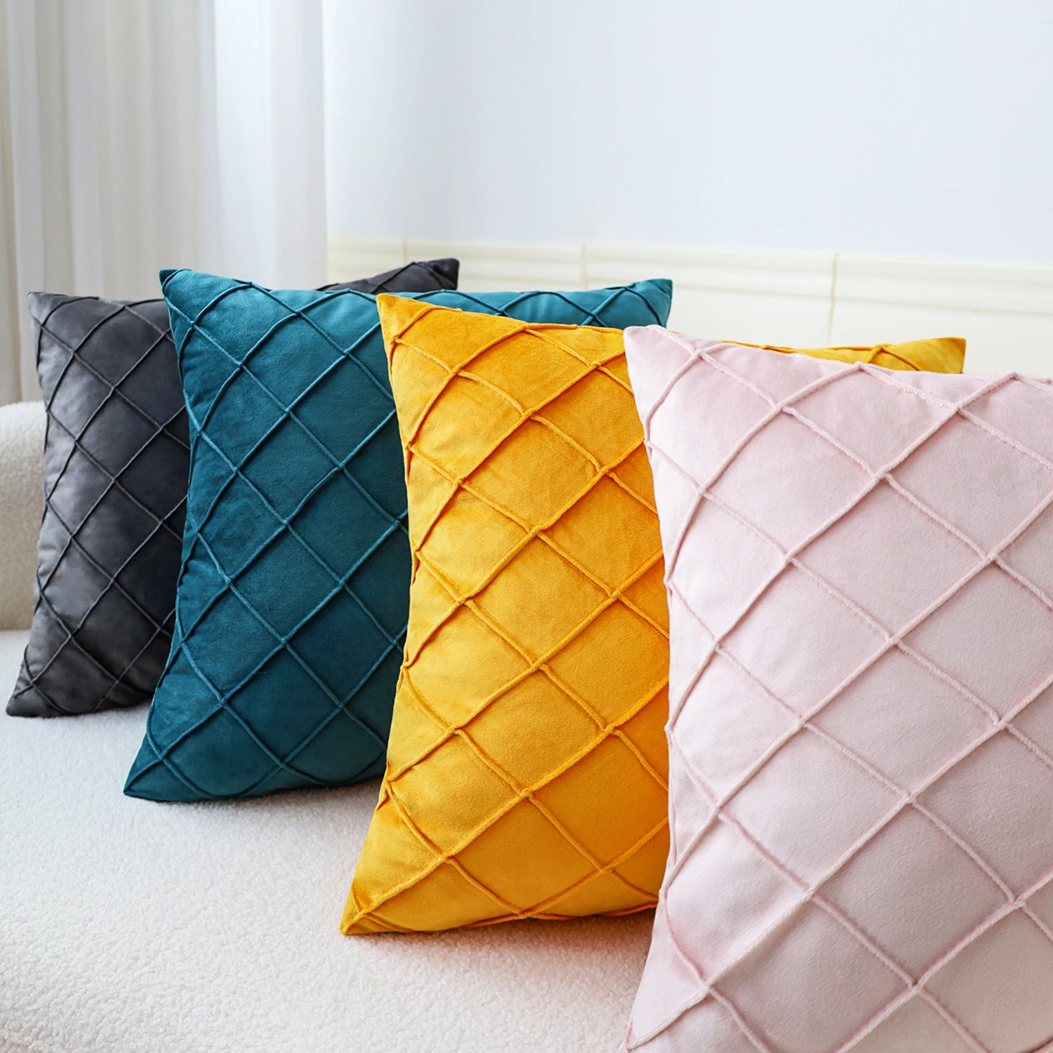 Geometric Velvet Cushion Cover for Living Room Decor