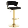 Height Adjustable Velvet Bar Stool with Woven Backrest