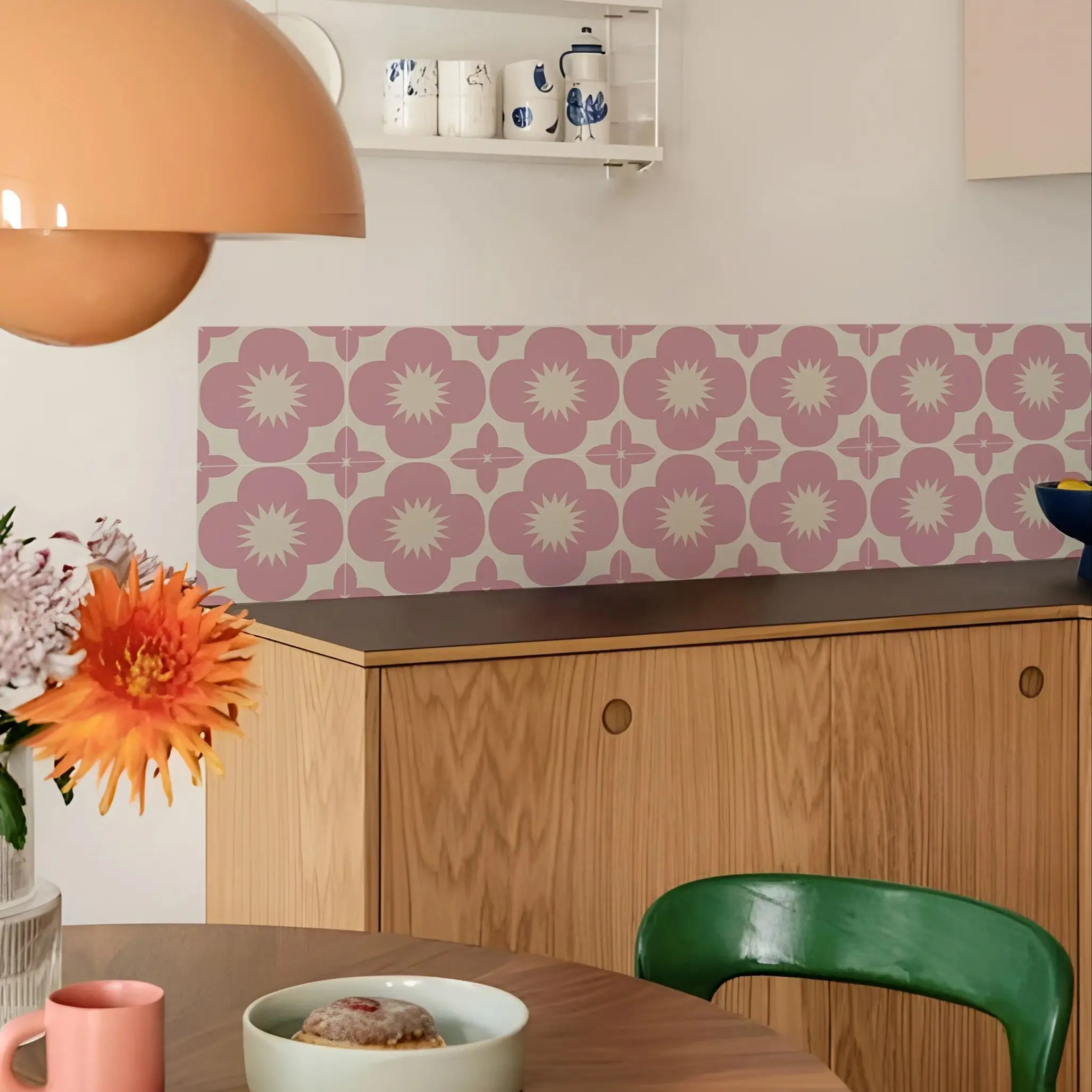 Pink Matte Wall Tile Stickers - Waterproof Peel and Stick Decals - Image 2