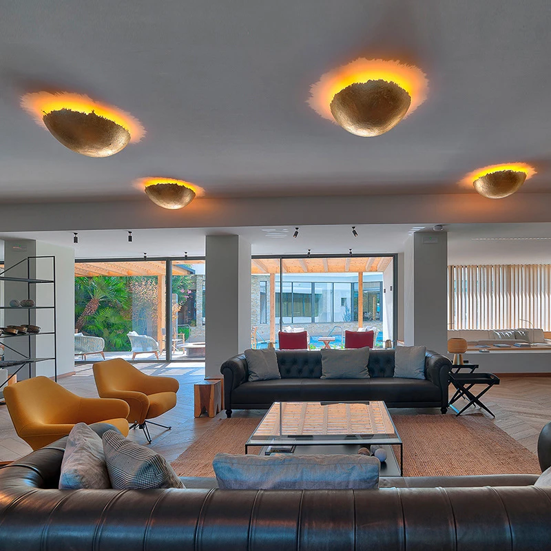 Southeast Asian Nest Shaped Wall Lamp in Gold Foil - Image 2