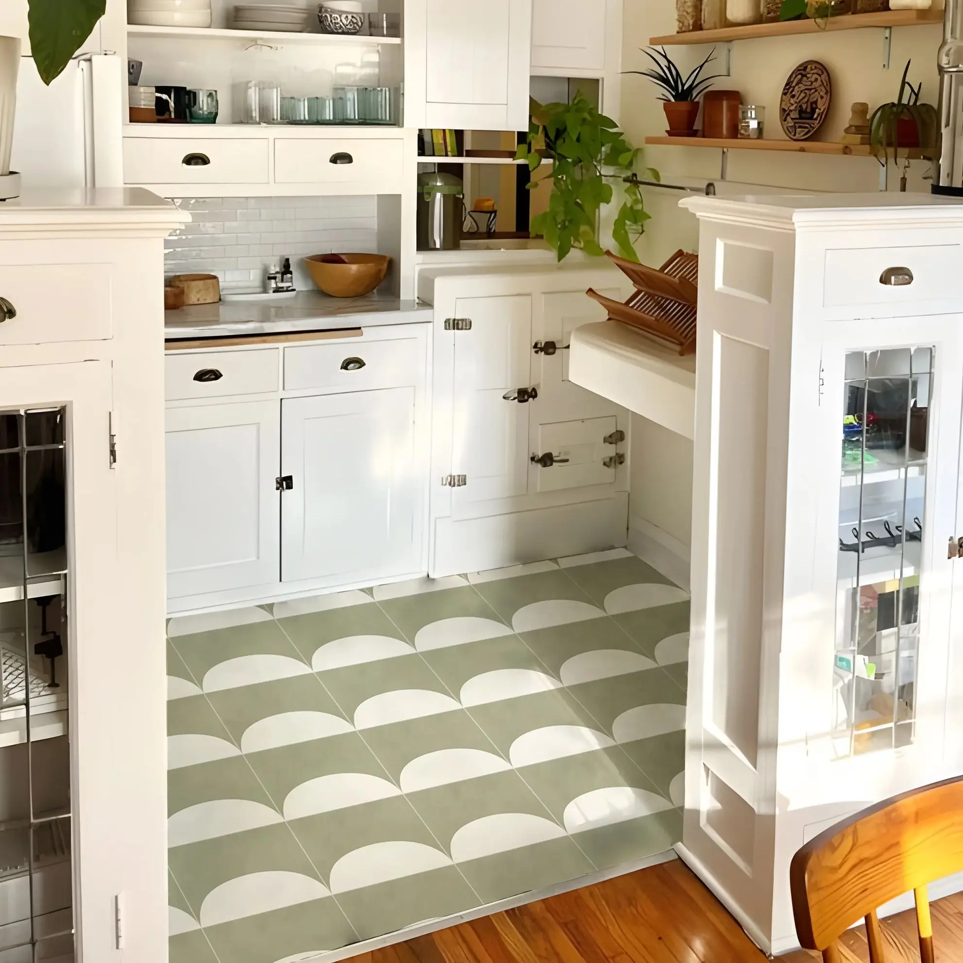 Midcentury Modern Sage Peel and Stick Vinyl Floor Tiles - Image 2