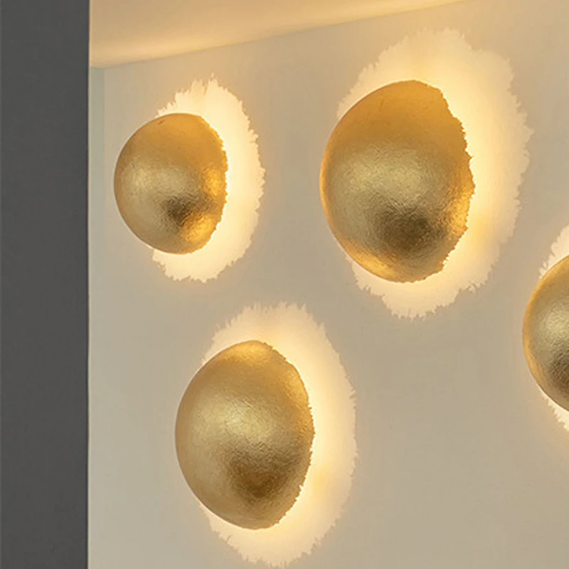 Southeast Asian Nest Shaped Wall Lamp in Gold Foil - Image 3