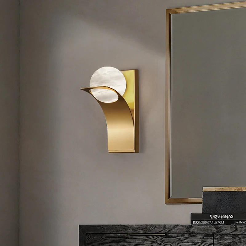 Post Modern LED Wall Sconce Natural Marble Lamp - Image 2
