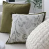 Green Leaf Edged Polyester Cushion Cover for Home Decor