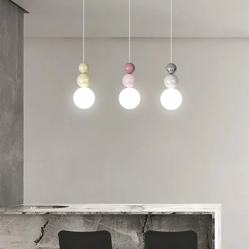 Nordic LED Pendant Light Cream Indoor Lamp - Image 2
