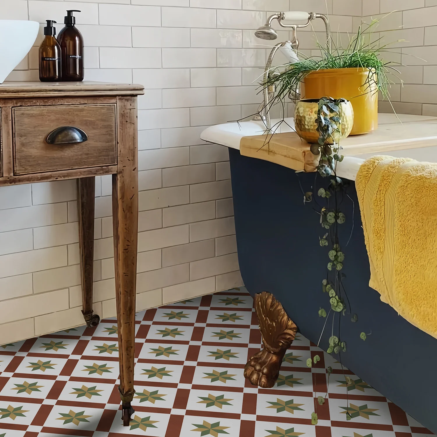 Waterproof Peel and Stick Vinyl Floor Tiles for Bathrooms - Image 2