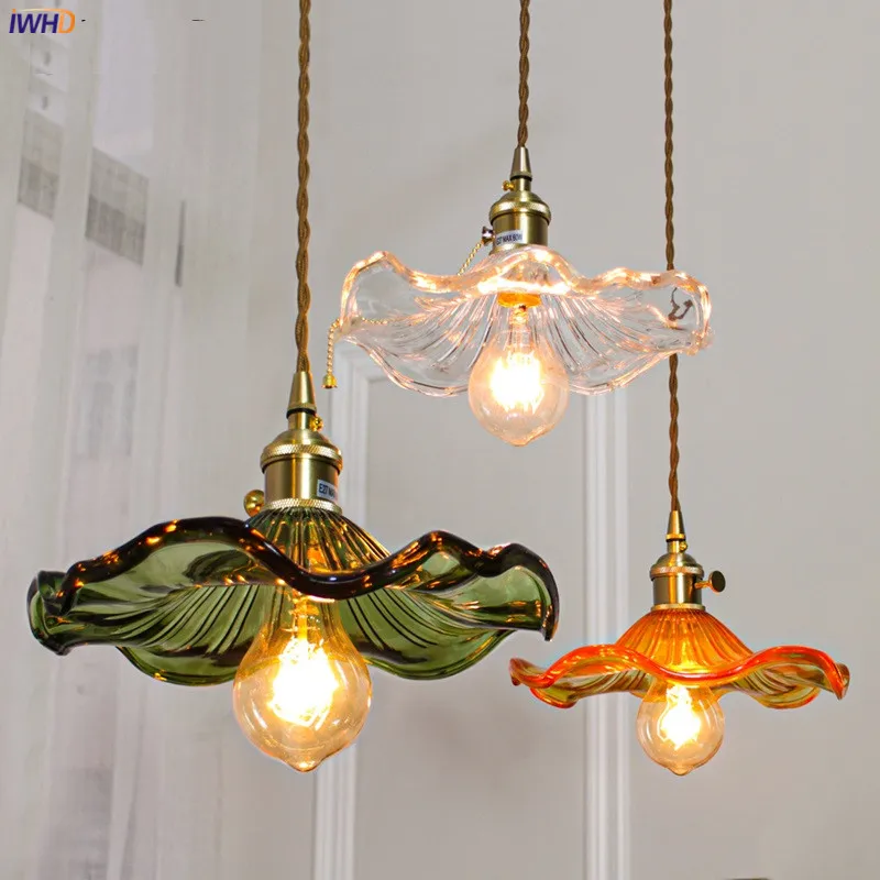 Nordic Style LED Pendant Light Colorful Glass Copper Lamp - Image 2