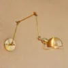 Antique Brass Industrial Wall Light with Swing Arm