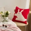 Cute Rabbit Pattern Pillow Case Soft Cotton Cushion Cover