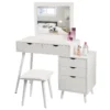 Dressing Table with Stool and Mirror for Bedroom Storage