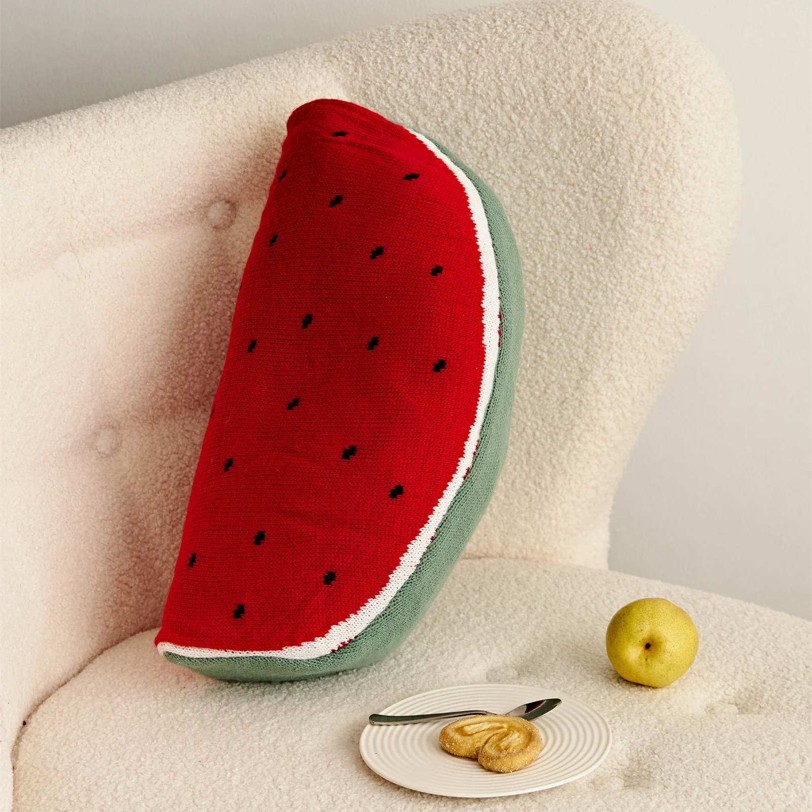Kawaii Fruit Soft Pillow - Orange Avocado Watermelon Design - Image 3