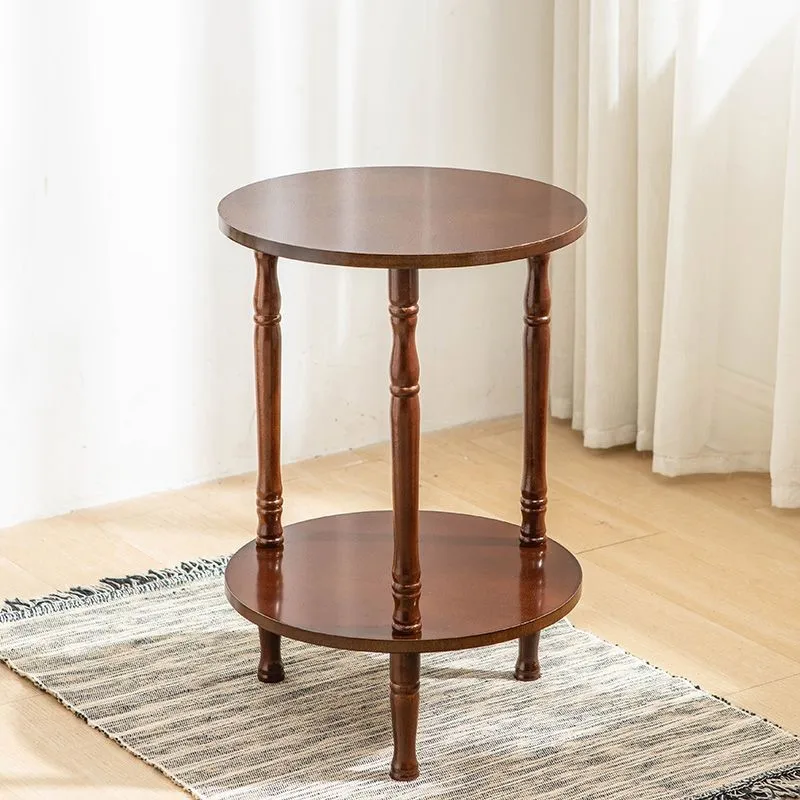 European Style Solid Wood Round Coffee Table - Image 2