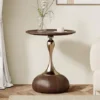 Walnut Color Mobile Coffee Table for Bedroom and Balcony