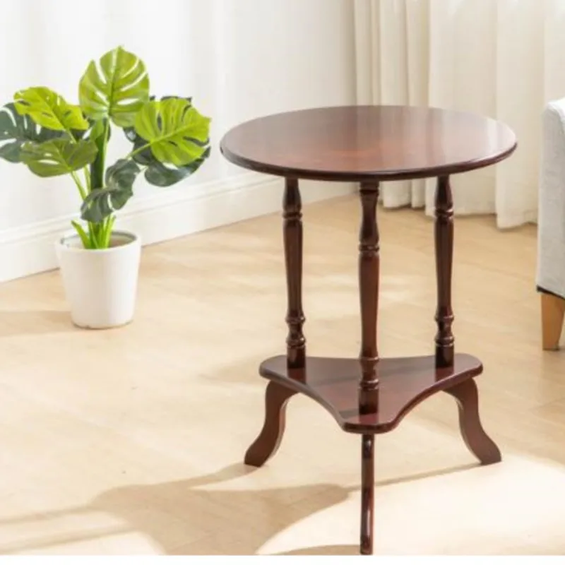 European Style Solid Wood Round Coffee Table - Image 6