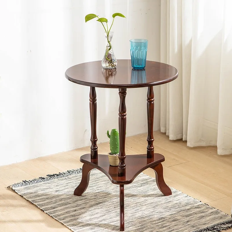 European Style Solid Wood Round Coffee Table - Image 4