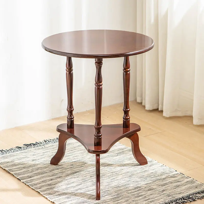 European Style Solid Wood Round Coffee Table - Image 8