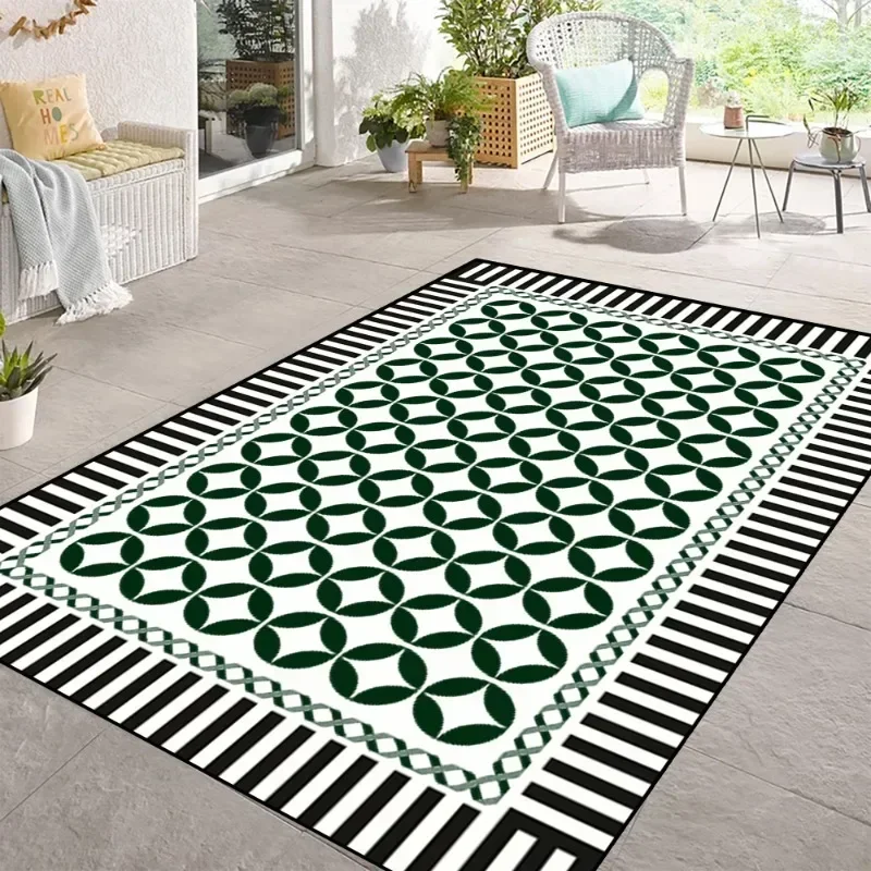 Geometric Black and White Area Rug - Image 2